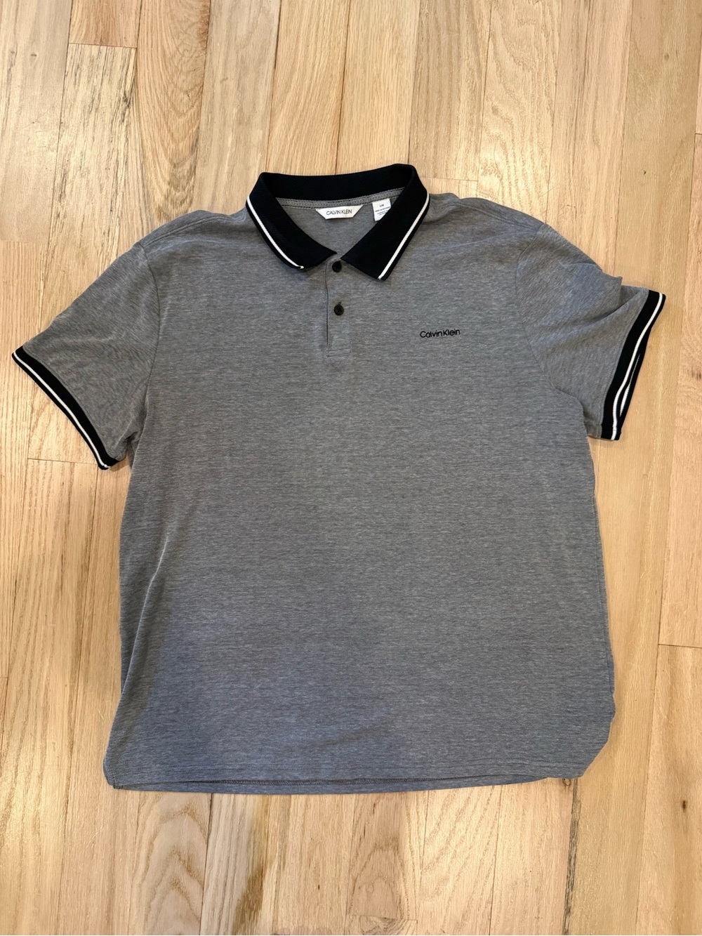 Calvin Klein Grey Polo with Black Contrast Collar